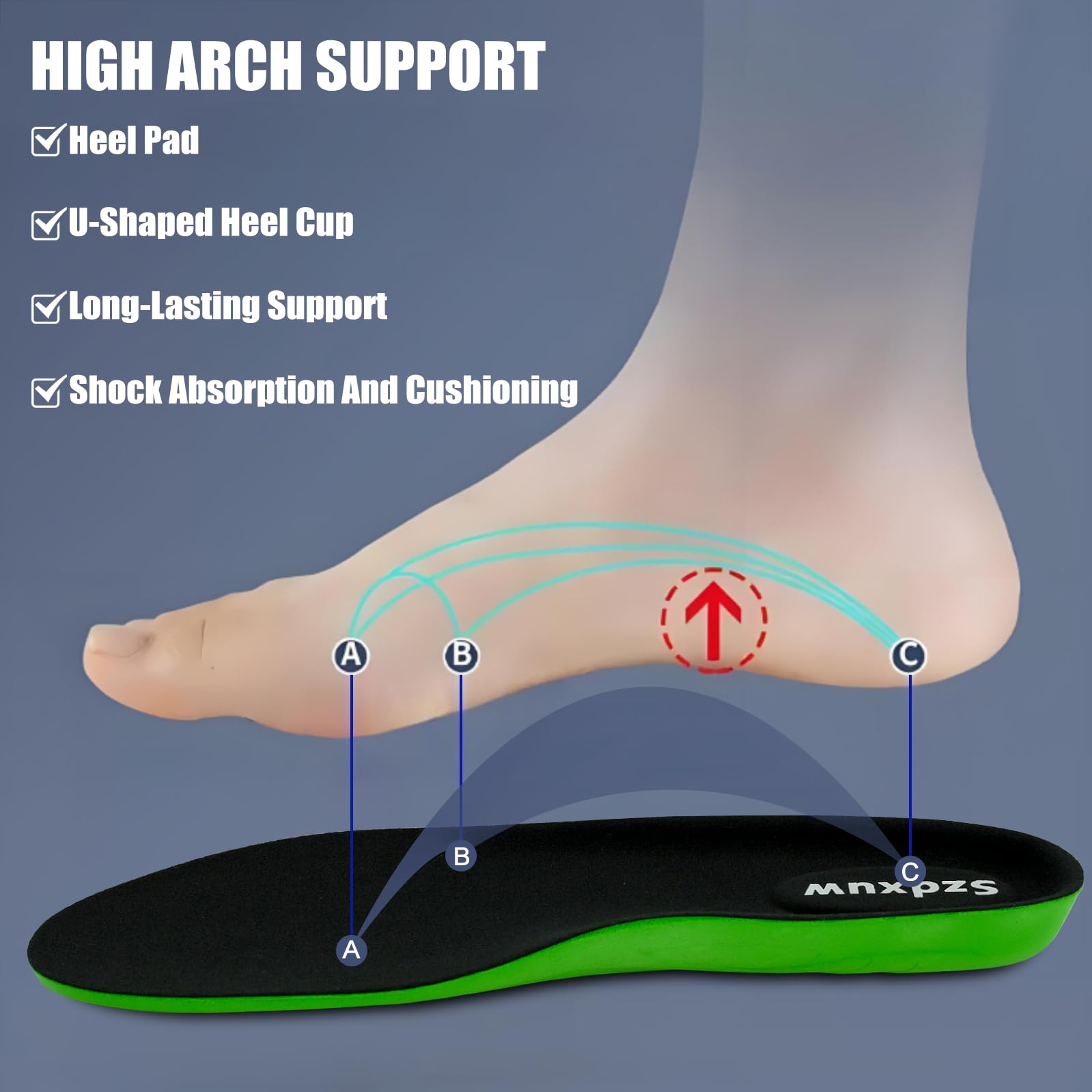 Szdxuw Solette in Memory Foam Donna Uomo - Solette Comfort per Arco Plantare, Fascite Plantare, Inserti Per Scarpe Da Ginnastica, Lavoro, Sportive E Stivali, Nero Extra grande