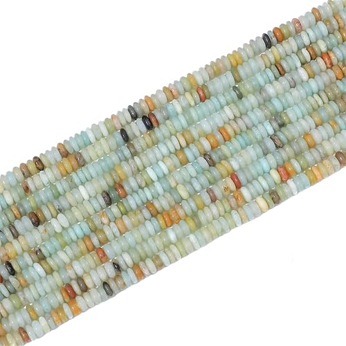 Miniatura 7 de Cuentas de piedra de disco de amazonita natural de 0.16 x 0.079 pulgadas, 160 cuentas de piedras semipreciosas sueltas para diseño de joyería