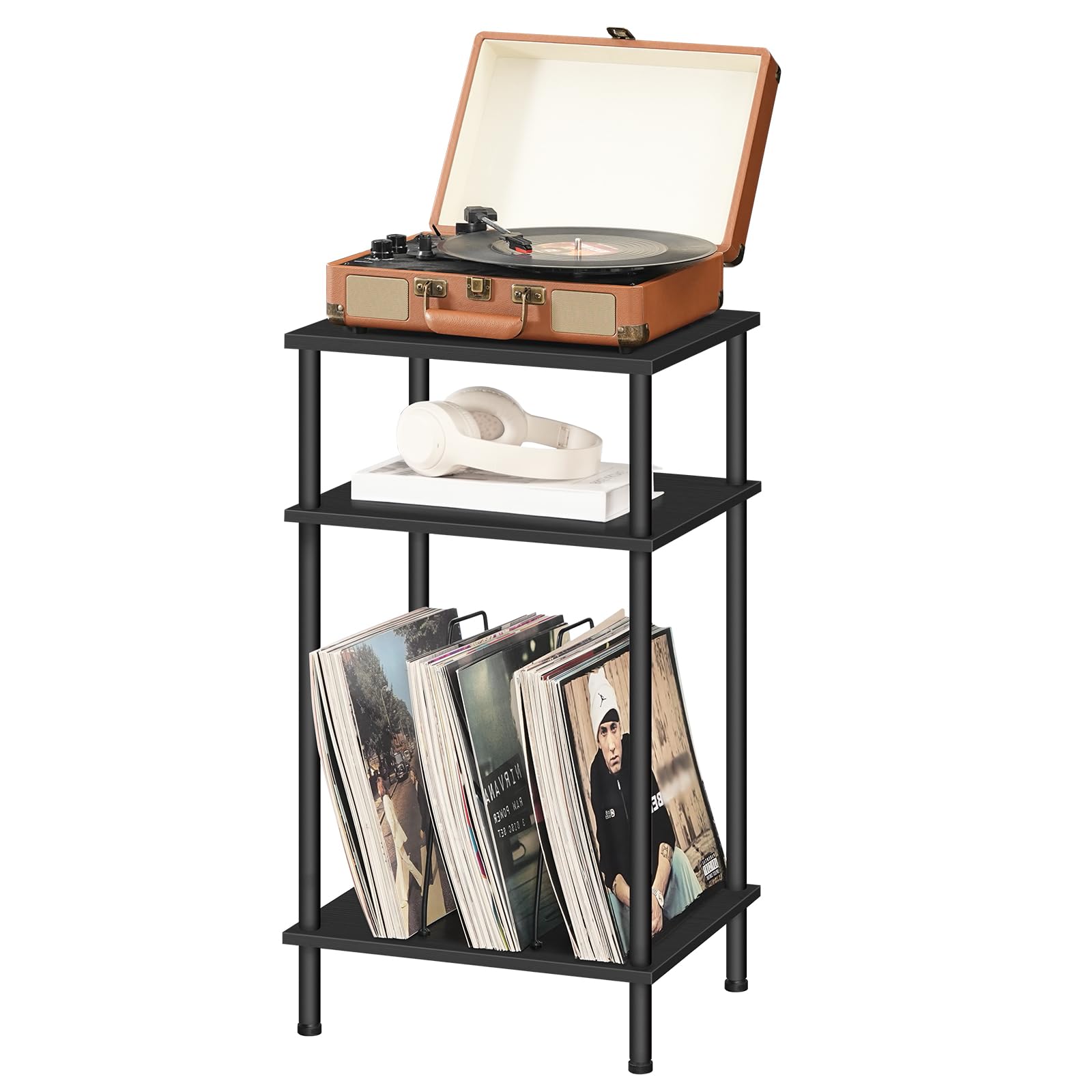 Mesa para Discos de Vinilo con Separador Extraíble de 3 Alturas
