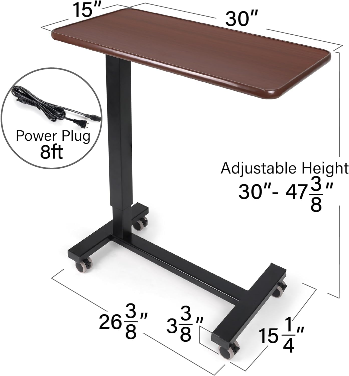 HEALTHLINE Overbed Height Adjustable Labtop Table (Electric Overbed)