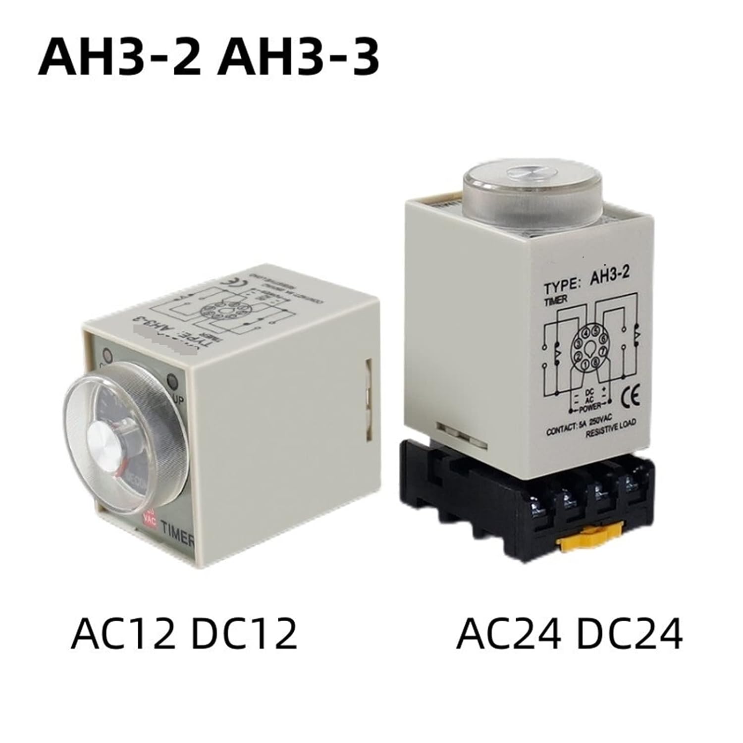 AH3-2 AH3-3 Time Relay AC12v AC24v DC12v DC24v Power on Delay Timer 8-pin 1s 3s 6s 10s 30s 60s 3M 6M(24V,AH3-3 3M)