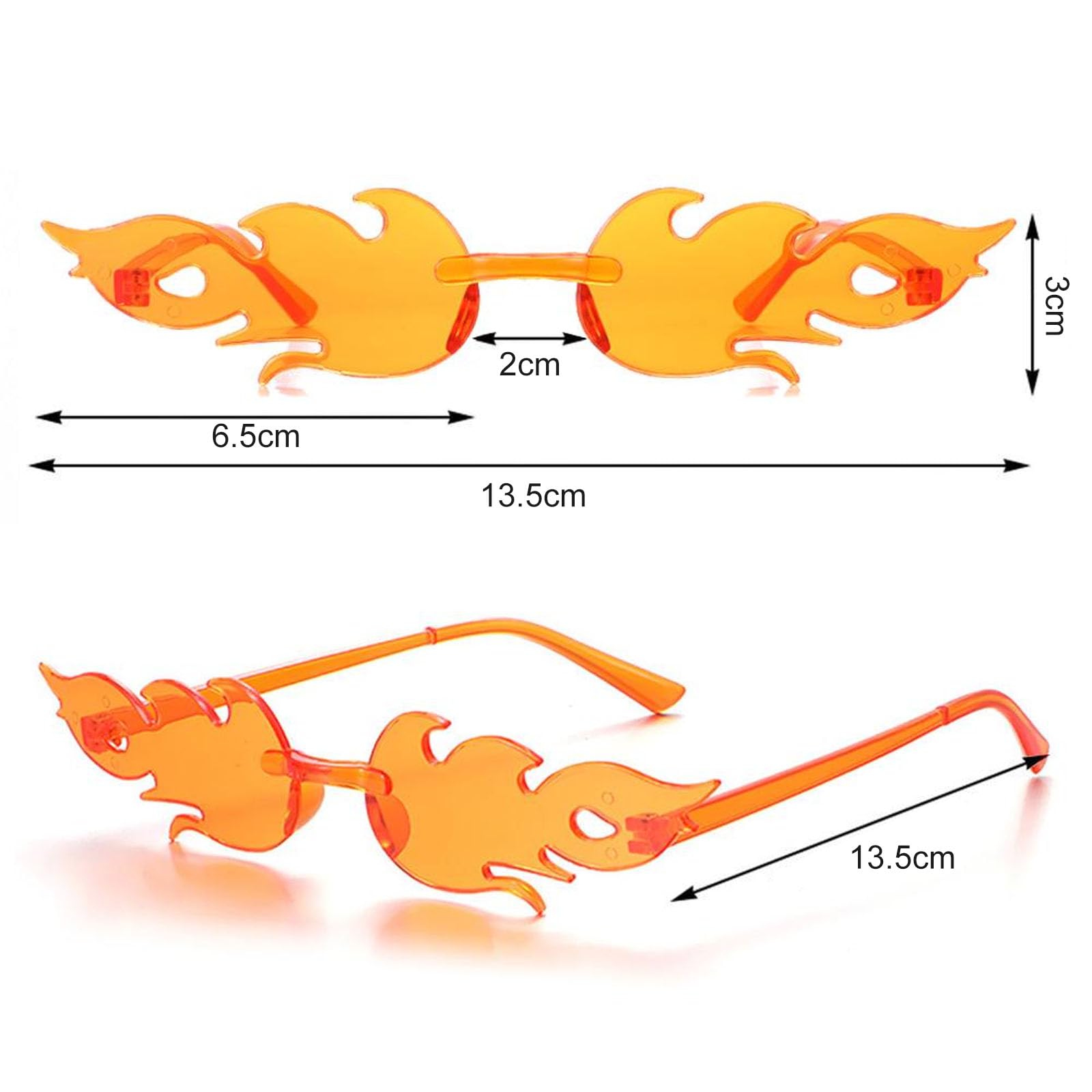 dogmoon Rimless Sunglasses, 12 Packs Flame Shape Glasses, Candy Color Sunglasses, Retro Sunglasses Party Glasses - Image 2