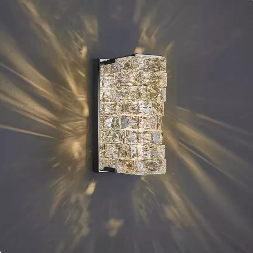 Modern Crystal Wall Light for Bedside Home Decor Light K9 Crystal Wall Sconces Crystal Modern Wall Sconces Indoor Wall Lamp for Bedroom Bathroom Stairway Entryway Hallway Living Room
