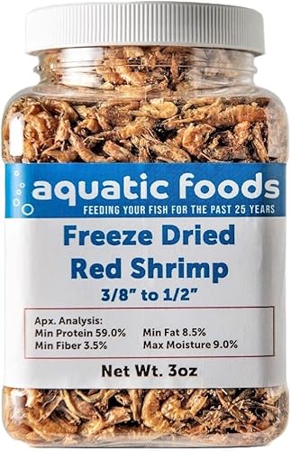 Miniatura 1 de Aquatic Foods Inc. Camarón rojo liofilizado de 38" a 12" Camarón rojo de río para todos los tropicales, tortugas, peces koi y estanque, roedores...