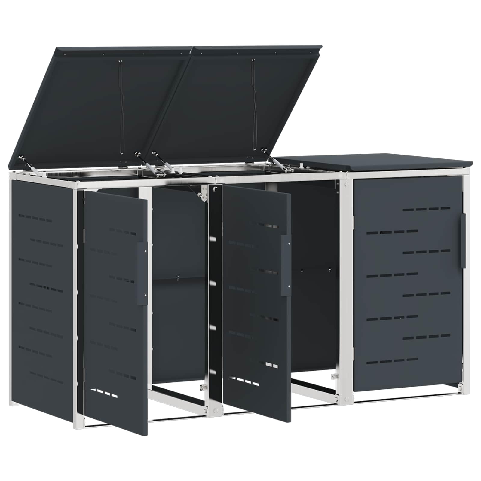 vidaXL Mülltonnenbox for 3 Bins 240L Edelstahl Anthrazit