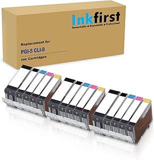 3 Set of 5 Inkfirst Compatible Ink Cartridges Replacement for Canon PGI-5 CLI-8 PGI5 CLI8 PGI-5 CLI-8 PIXMA MX850 iP4200 iP4300 iP4500 iP5200 iP5200R MP500 MP530 MP600 MP610 MP800 MP800R Black Cyan Magenta Yellow PGI-5BK CLI-8BK CLI-8C CLI-8M CLI-8Y