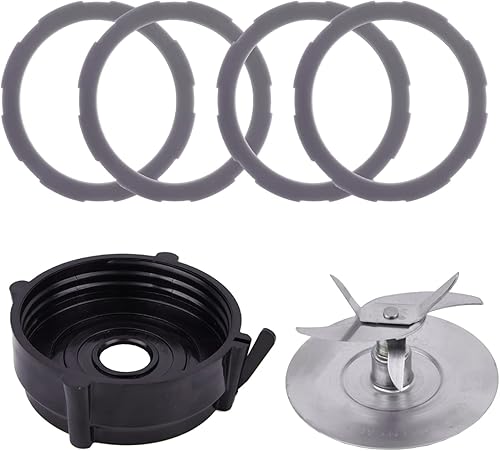 Cuchilla de acero inoxidable, tapa inferior de la base del tarro y 4 juntas de licuadora compatibles con la licuadora Oster Pro 1200, piezas de