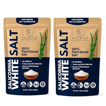 SaltWise Salicornia White Salt, Low Sodium Salt Substitute, Pack of 2