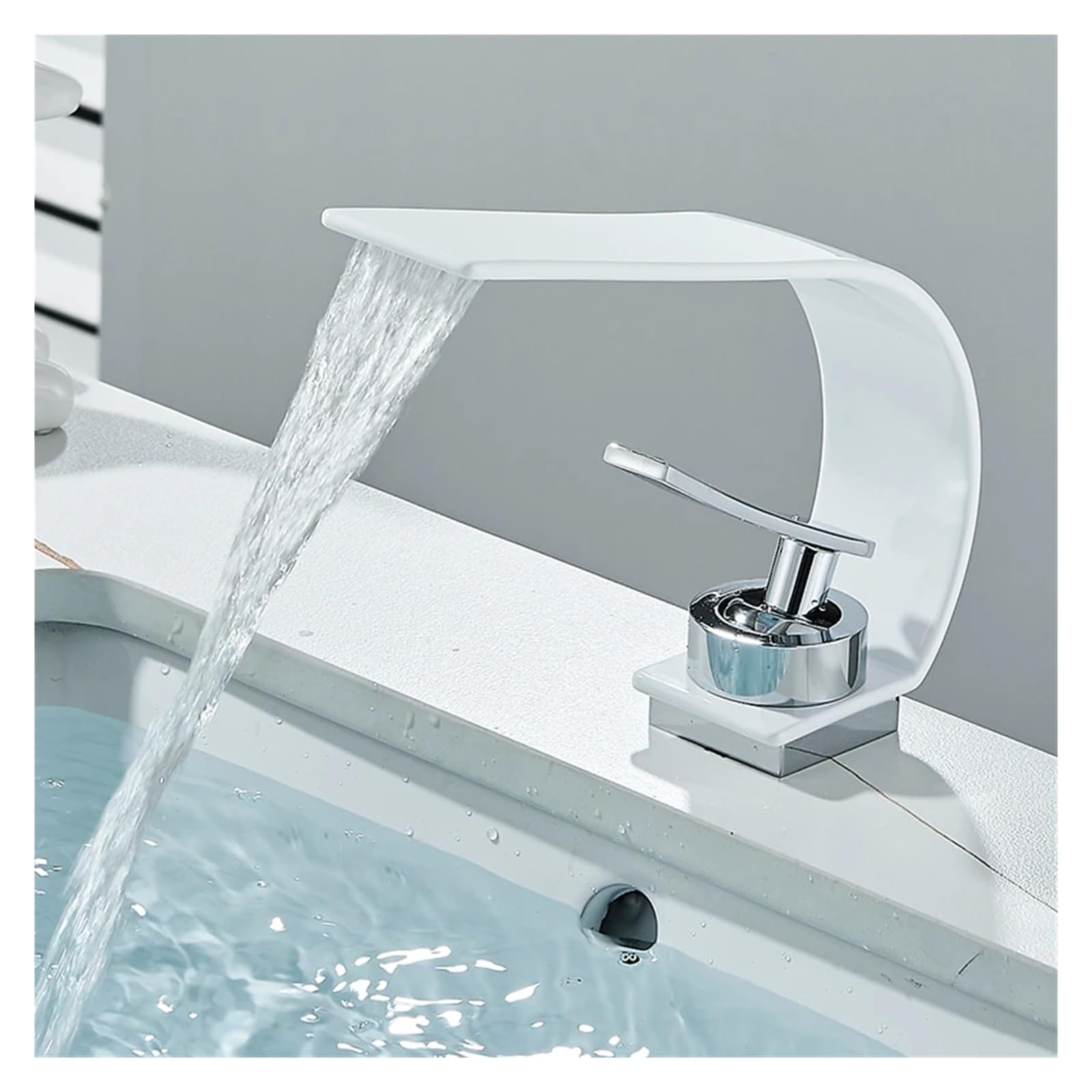 Robinet d'évier de lavabo cascade mitigeur eau chaude froide laiton comptoir