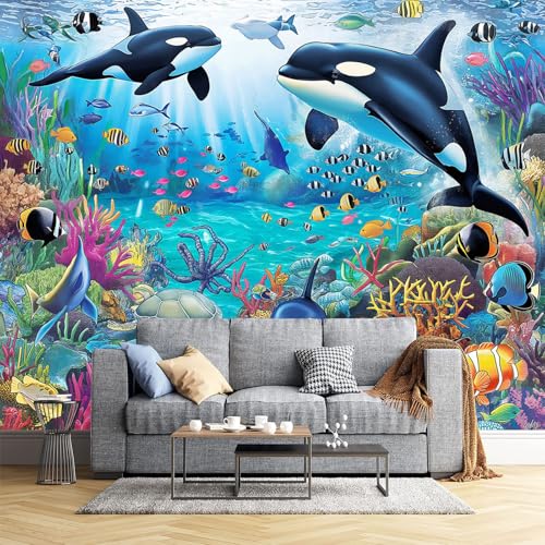 Papier peint panoramique orques en soie JEDTAKCT, poster géant mural haut de gamme 260x175