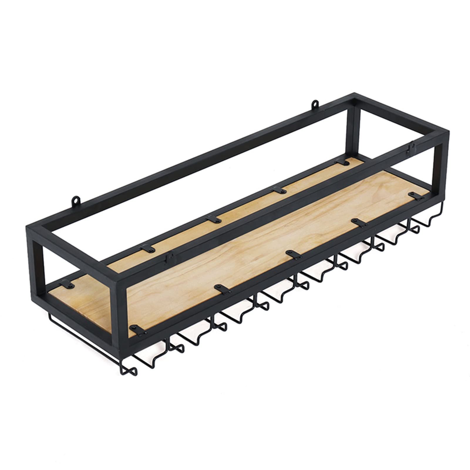 Portabottiglie da appendere al soffitto, in ferro, per bottiglie di vino e bicchieri, per bar/ristorante, mensola sospesa per piante e decorazioni floreali (C, 60 x 25 x 22 cm)