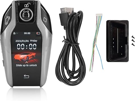 Jeanoko Remote Control Key, Car Smart Key Universal Anti Lost LCD Touch Screen Door Locking for All Start Stop Engine Button ModelsSilver