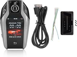 Jeanoko Remote Control Key, Car Smart Key Universal Anti Lost LCD Touch Screen Door Locking for All Start Stop Engine Button Models(Silver)