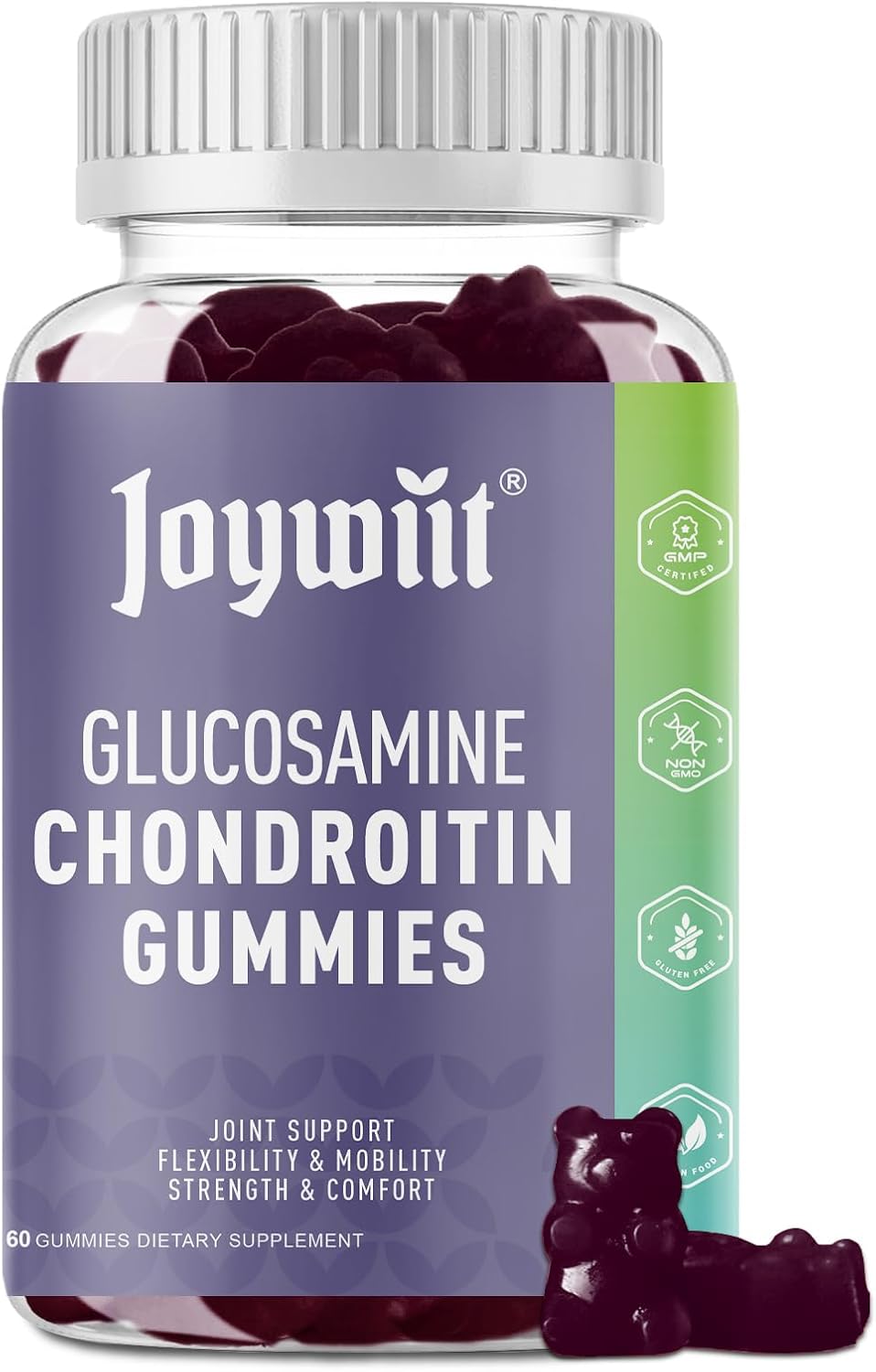 Joywiit Glucosamine Chondroitin Gummies with MSM for Adults, Men & Women, Joint