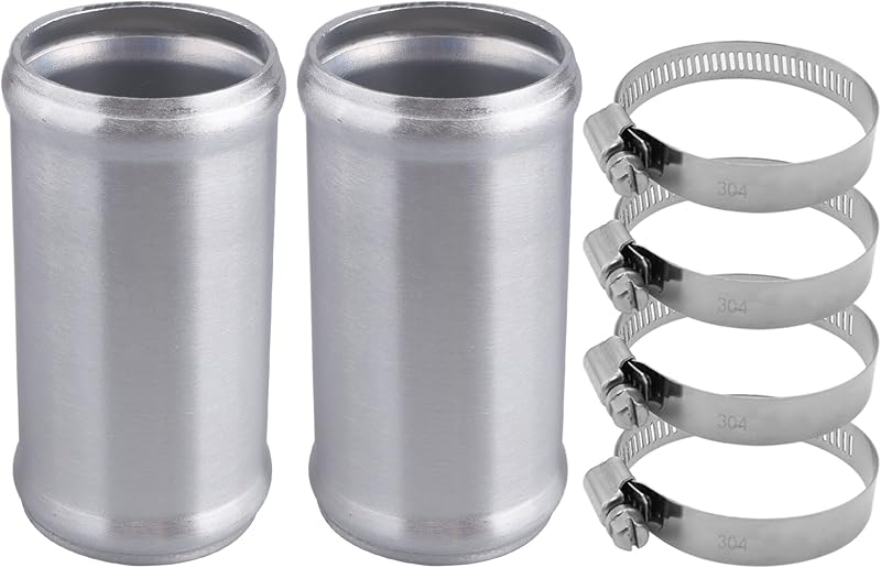 Tubos retos de alumínio AC PERFORMANCE para mangueira, OD 51 mm x 100 mm – 2 unidades com 4 abraçadeiras