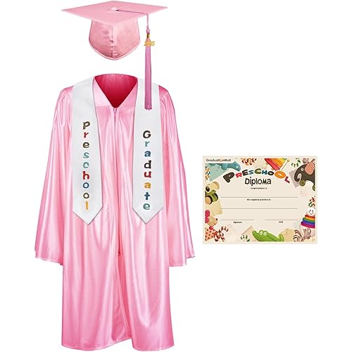 GraduationMall Preschool Graduation Cap Gown Stole Package with 2025 Tassel, Certificate