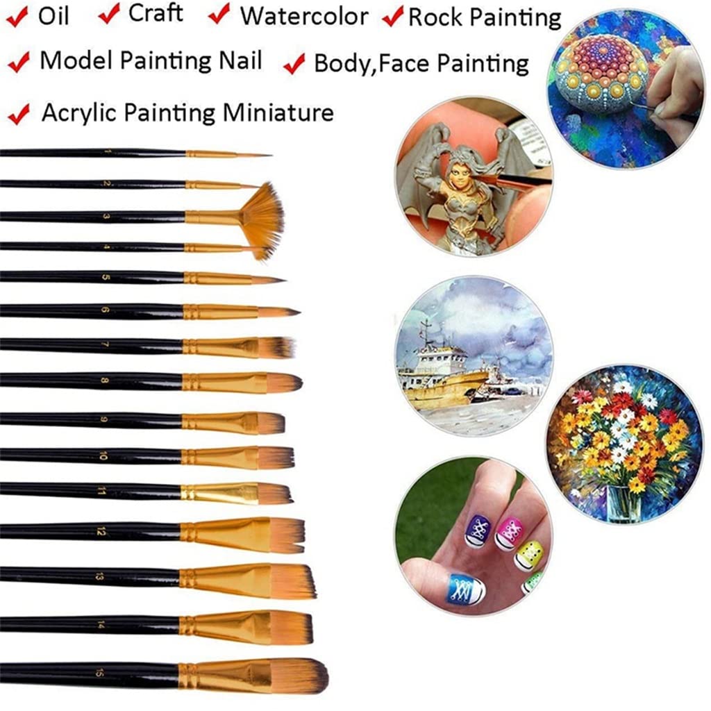 Stylo de Peinture 19 pièces pinceaux pour Peinture pinceaux Artiste détail Pinceau Ensemble pour Aquarelle Peinture Huile Pinceau Stylo