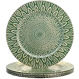 SforGUVA Green Charger Plates, 13 Inch Set of 6 Plastic Peacock Chargers for Dinner Plates,Table Settings, Easter, Thanksgiving, Christmas Party, Family Gathering.