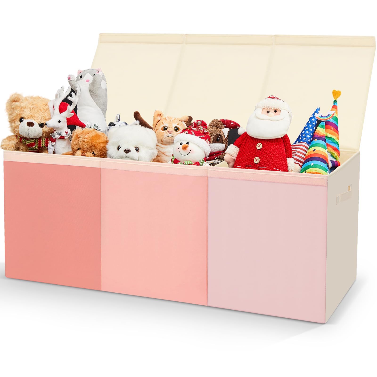 Patelai Extra Large Toy Box Chest with Lids 4/3 Grids Large Chest Collapsible Kids Toy Storage Baskets Gifts for Boys Girls Living Room Nursery