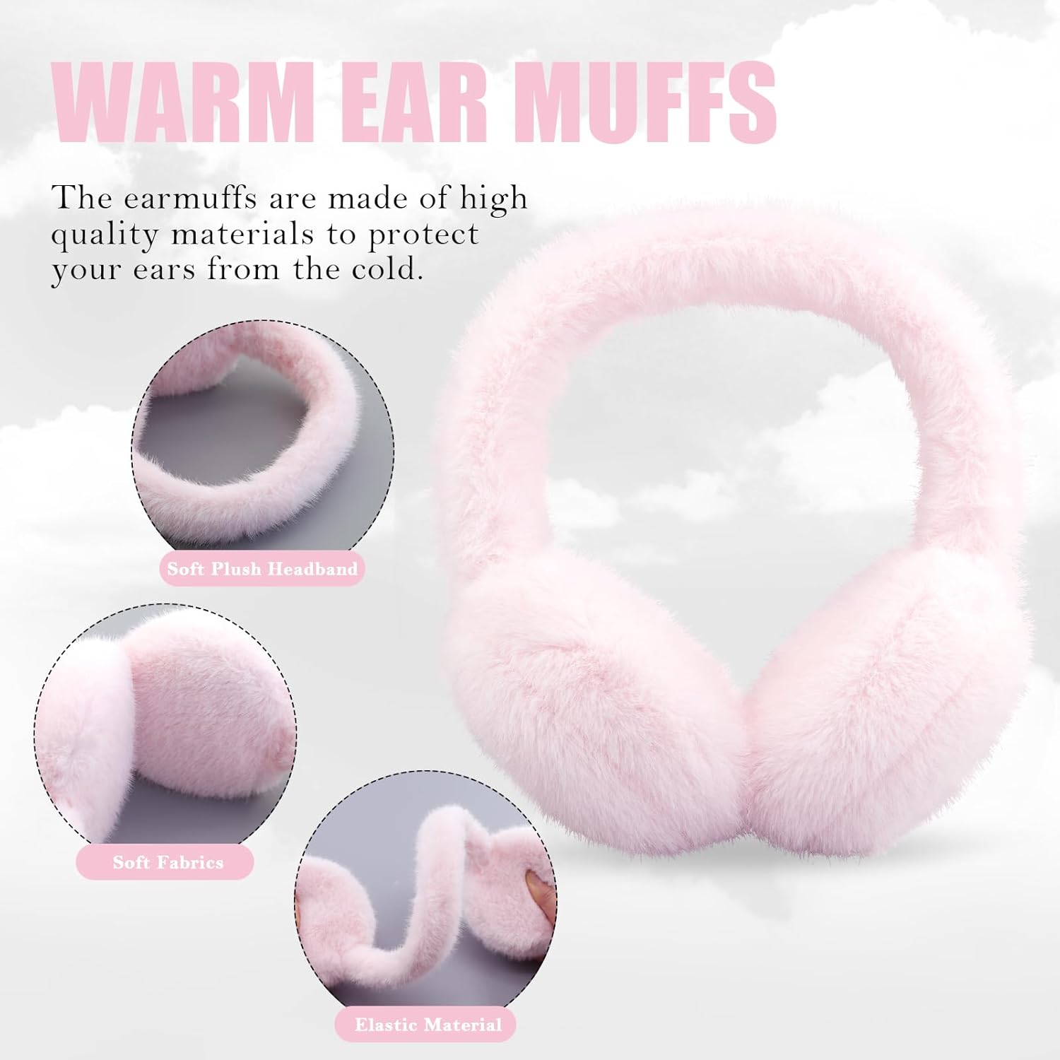 Winter Ear Muffs for Women Girls Faux Fur Cute White Earmuffs Fluffy Ear Warmers Foldable Ear Covers Outdoor - Image 4