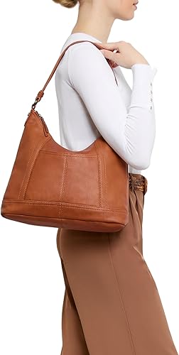 Miniatura 7 de American Leather Hudson Hobo - Bolso de hombro de piel suave, bolso con compartimentos con cremallera y bolsillos deslizantes para mujer Soft