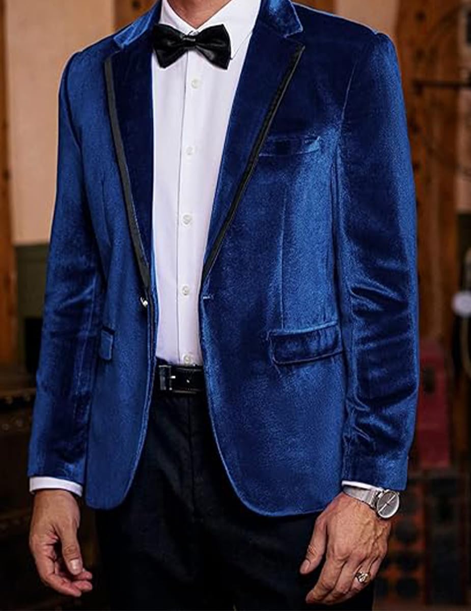 Blazer da uomo in velluto slim fit giacca in velluto un bottone blazer tinta unita smoking blazer matrimonio ballo cena