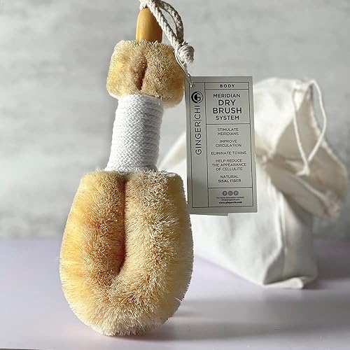 ingerchi Meridian sistema de cepillo seco para eliminar toxinas y sistema linfático saludable Incluye aceite corporal muestra gratis enebro