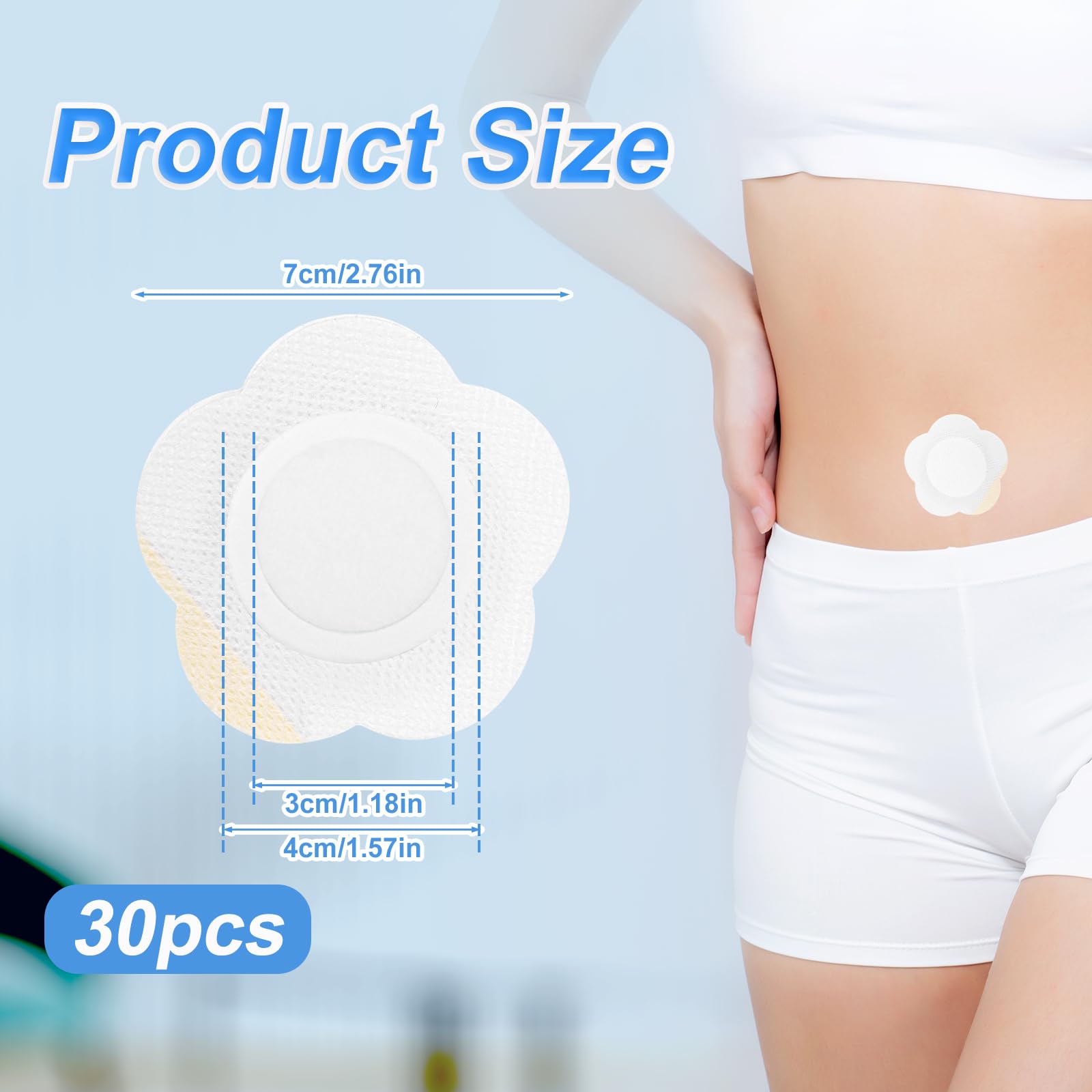 30pcs Castor Oil Pack Wrap for Belly Button, Self-Adhesive Castor Oil Patches Cover Patch Organic Disposable Spunlace Cloth Highly Absorbent Pads with Cotton, Oil Not Included (White)