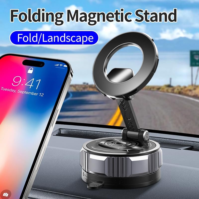 Miniatura 6 de Soporte de coche al vacío con fuerte soporte magnético para teléfono de coche Magsafe 360 ajustable, soporte de teléfono para iPhone 17 Pro Max 16
