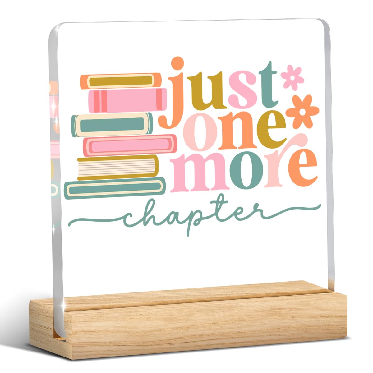 Book Lovers Gifts, Cute Office Decor for Women, Floral Bookish Gifts for Book Lovers Readers Friends Writers Women Librarians, Acrylic Sign for Office Desk Table Shelf Decor Halloween Christmas Gift