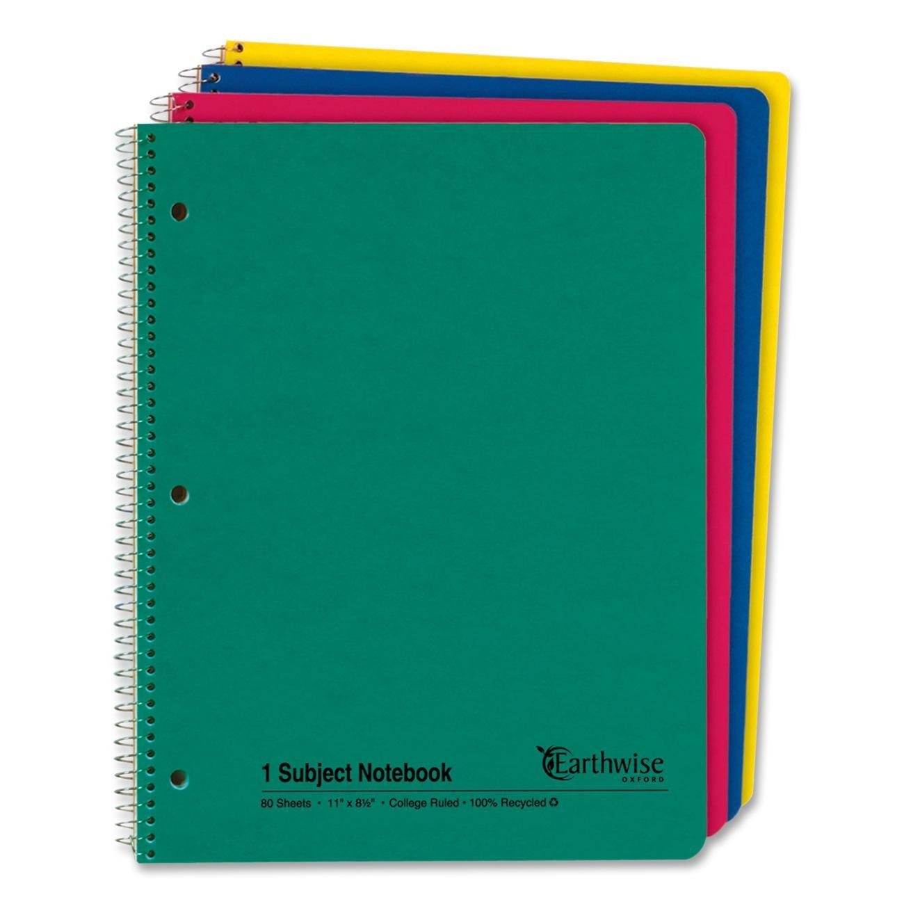 Tops 25206 Ampad Oxford Earthwise Recycled 3HP Notebooks - Letter - 80 Sheets - Wire Bound Red Margin - 15 lb Basis Weight - 8 1/2inch x 11inch