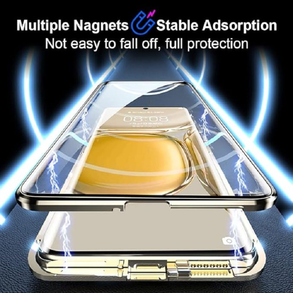 Magnétique pour Huawei P50 P60 P30 Pro Couvercle en Verre Double Face Mate 60 30 40 50 Pro pour Honor 60 50 Pro Étui de téléphone en métal à 360 degrés, Argent, pour Huawei Mate 30 Pro