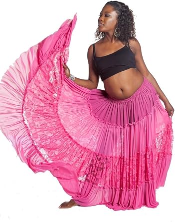 Belly Dance Lace & Sheer 25 Yard Circular Skirt - Lace of Beleza