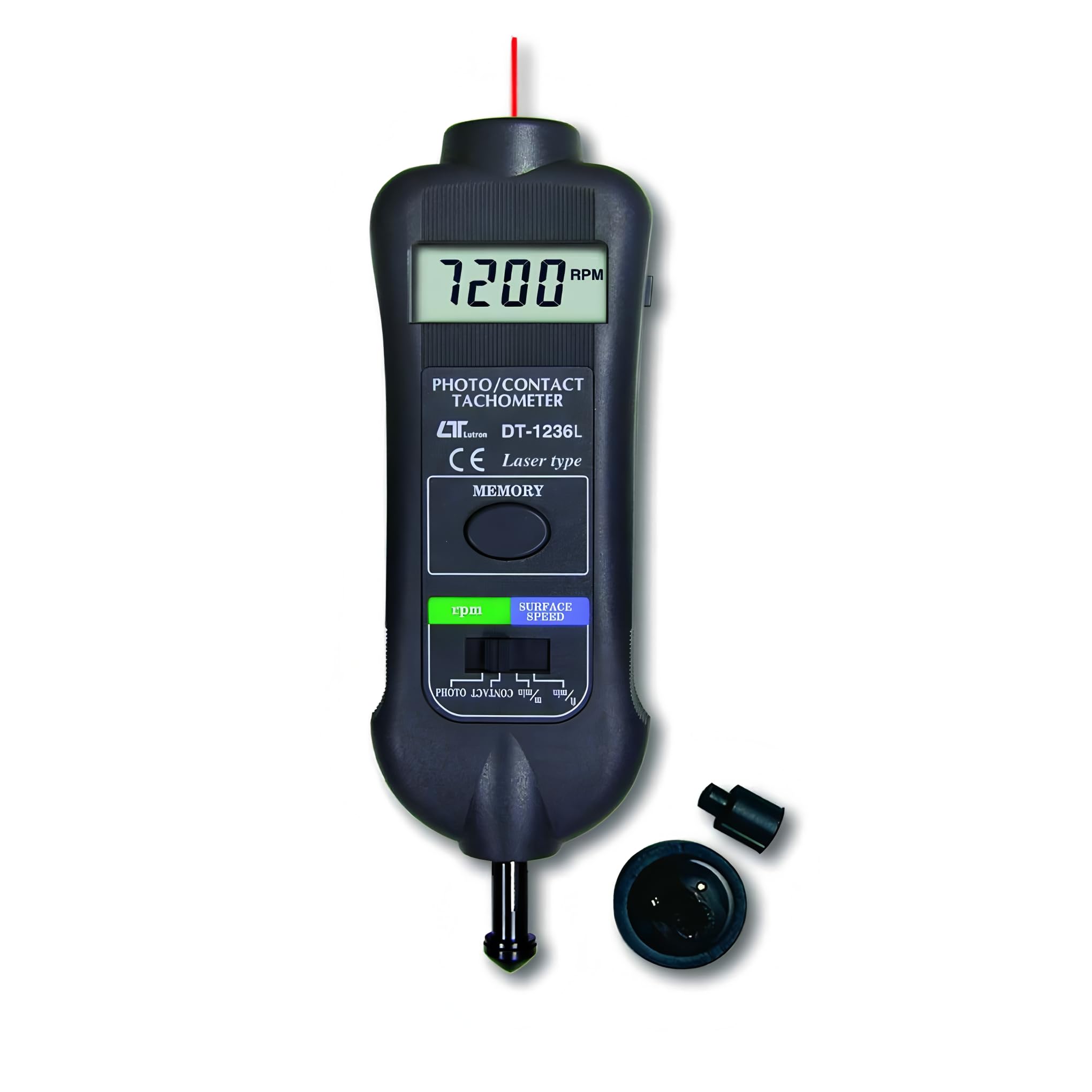 i-POOK LASER PHOTO/CONTACT TACHOMETER DT-1236L Combines Photo Tachometer and Contact Tachometer from 0.5 to 100,000 RPM with high resolution and accuracy made in Taiwan