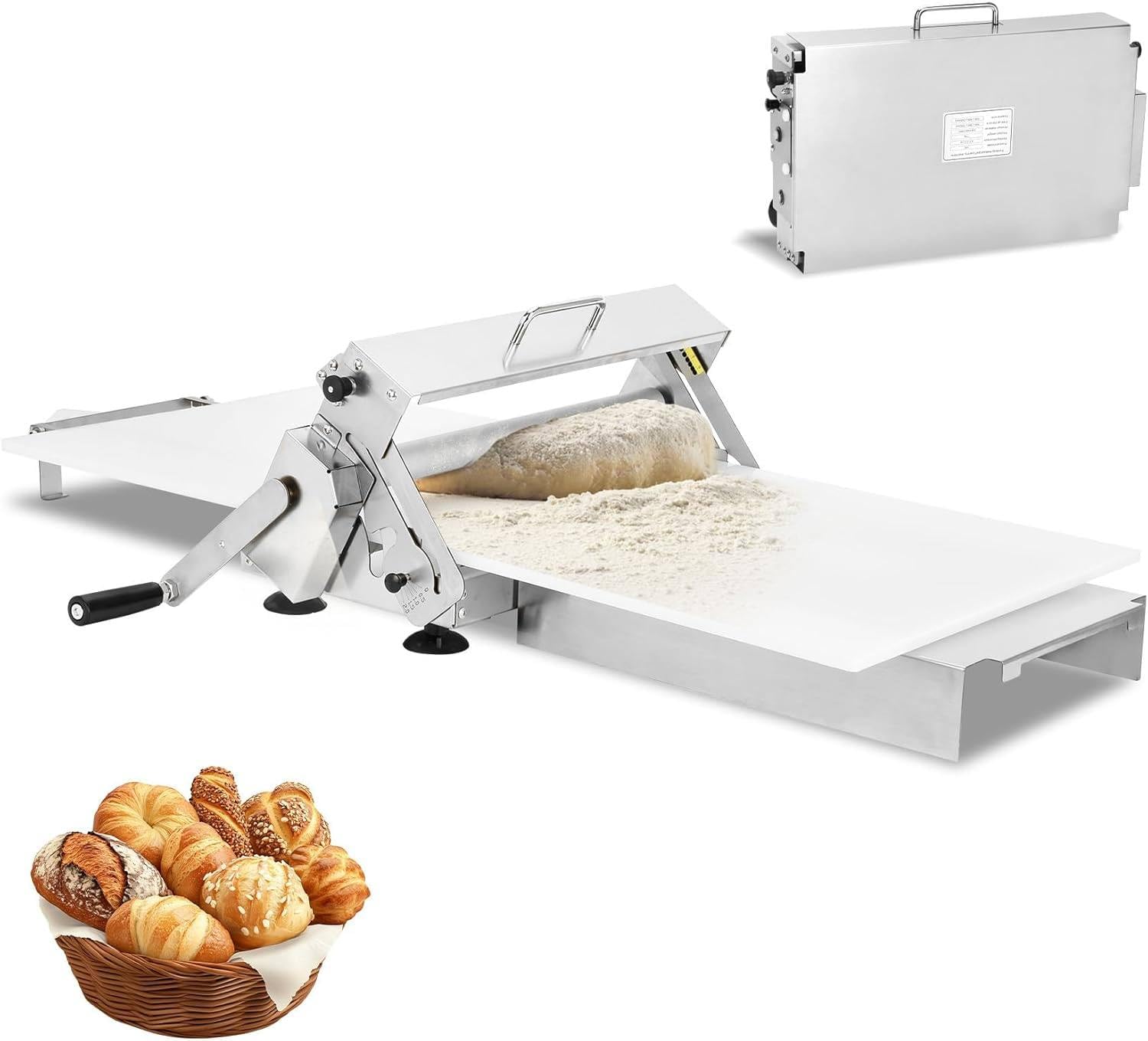 Laminadora de Masa para Hojaldre Manual Plegable 2 tamaños 30×60cmPanel | Rodillo Hojaldre Manual Plegable De Acero Inoxidable, Espesor Ajustable 0-25 Mm, Panel Antiadherente, Uso Hogar Y Comercio