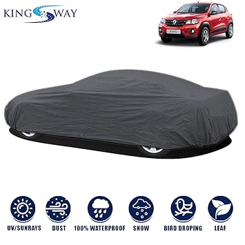 Kingsway Dust Proof Car Body Cover for Renault Kwid (Model Year : 2015-2018) (Grey Matty, Triple Stitched)