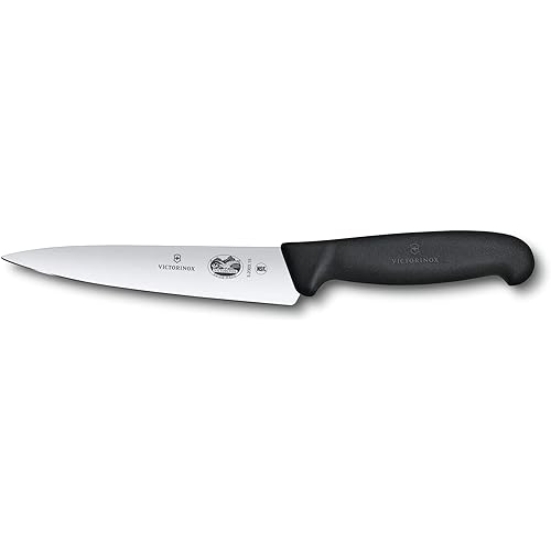 Victorinox Swiss Army 5.2003.15-X8 Fibrox Straight Chef's Knife Black 6 in