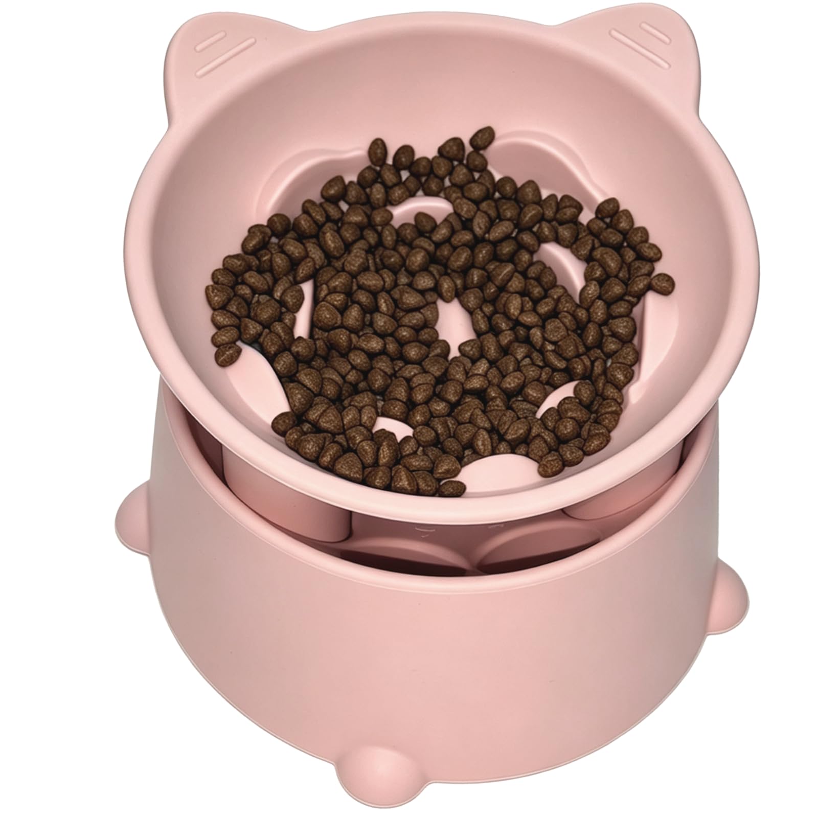 Gamelle surélevée en silicone rose pour l'alimentation des chats
