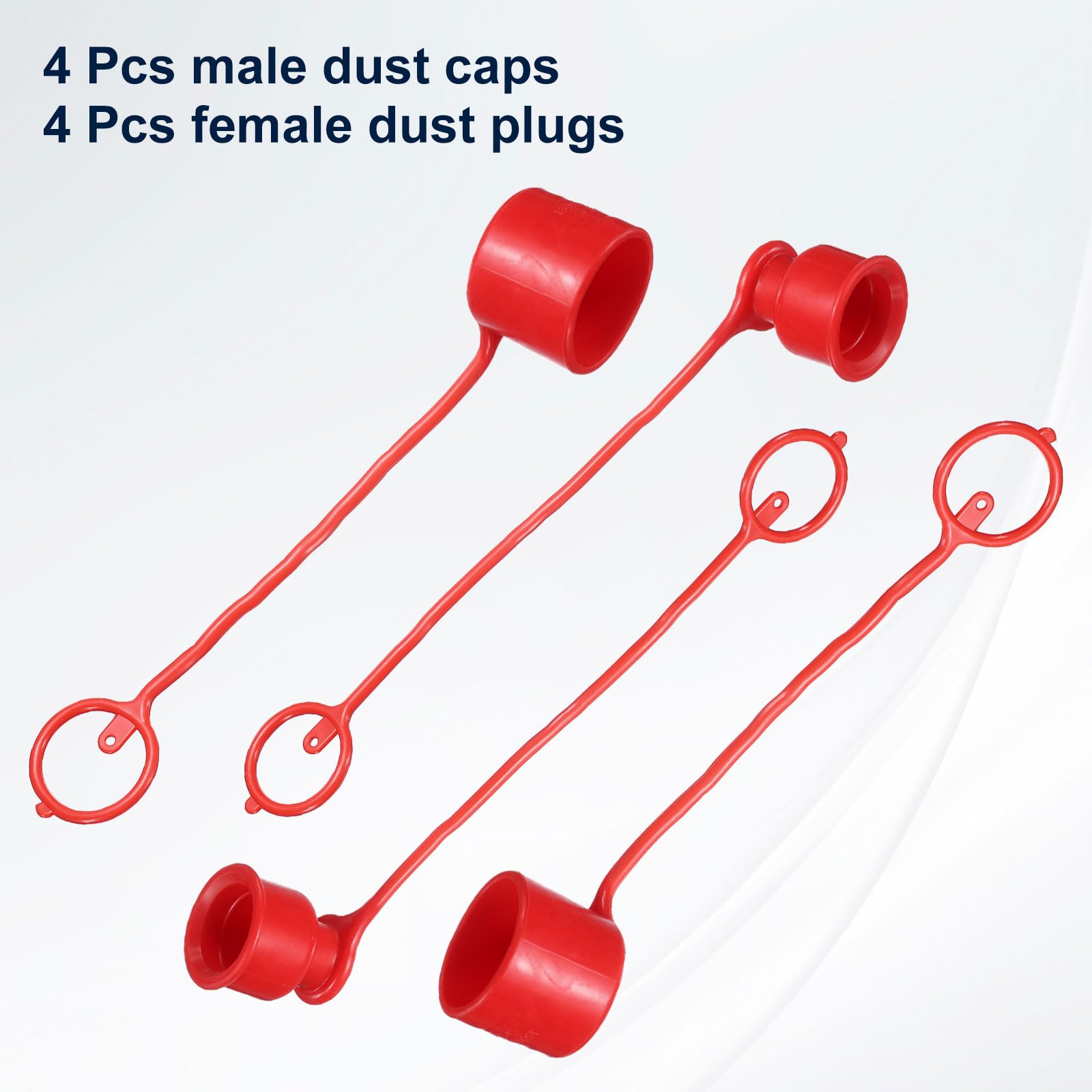 QUARKZMAN 4Sets 3/4 Bouchon Et Bouchon De Poussière ISO-16028 Rouge | Pour Tuyau Hydraulique, Bouchon De Poussière Mâle & Bouchon Femelle Couverture Coupleur D'Air À Déconnexion Rapide