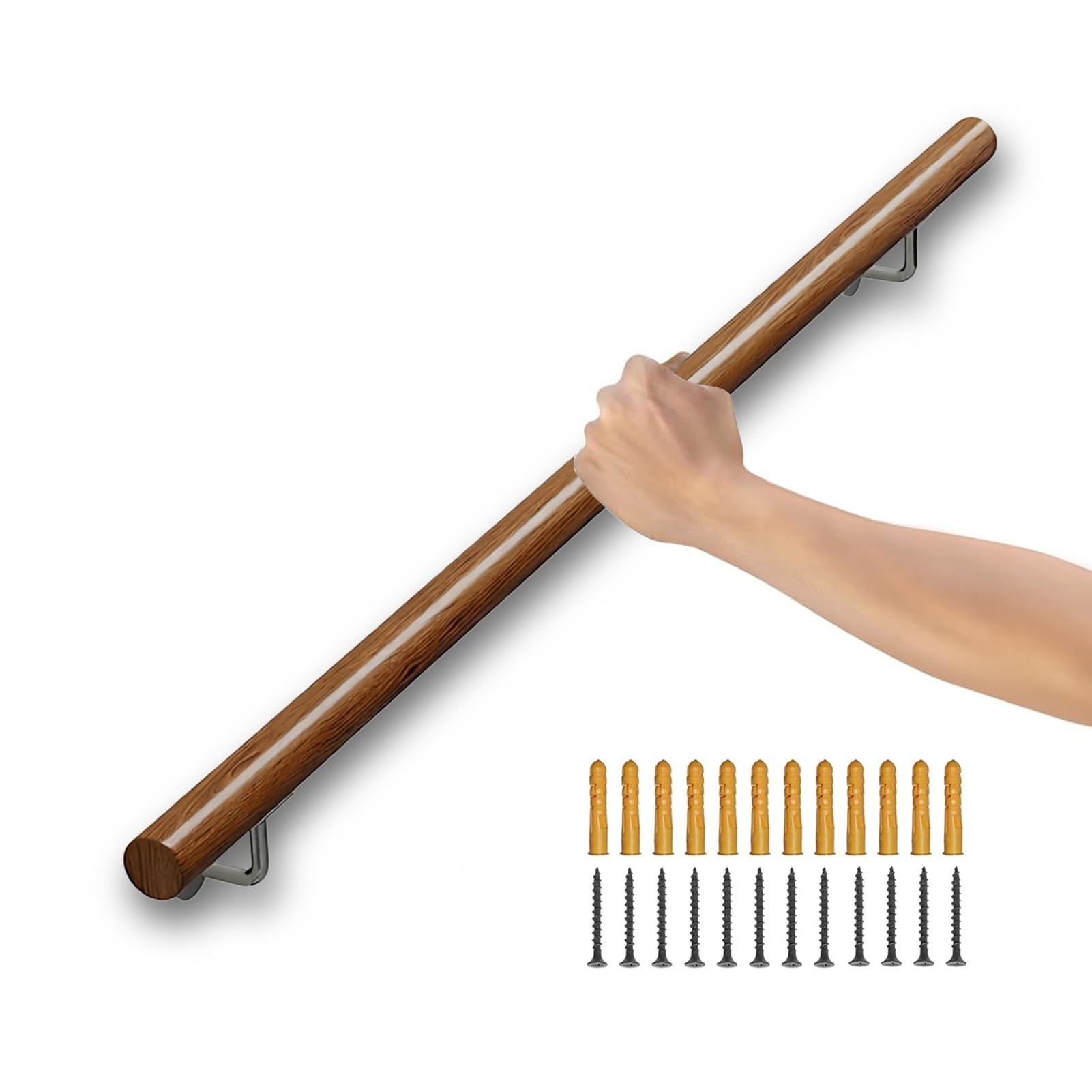 DMCHENGMA Round Wood Banister - 30cm - 450cm Stair Handrail for Interior Corridors, Porch, and Garage(15ft/450cm)