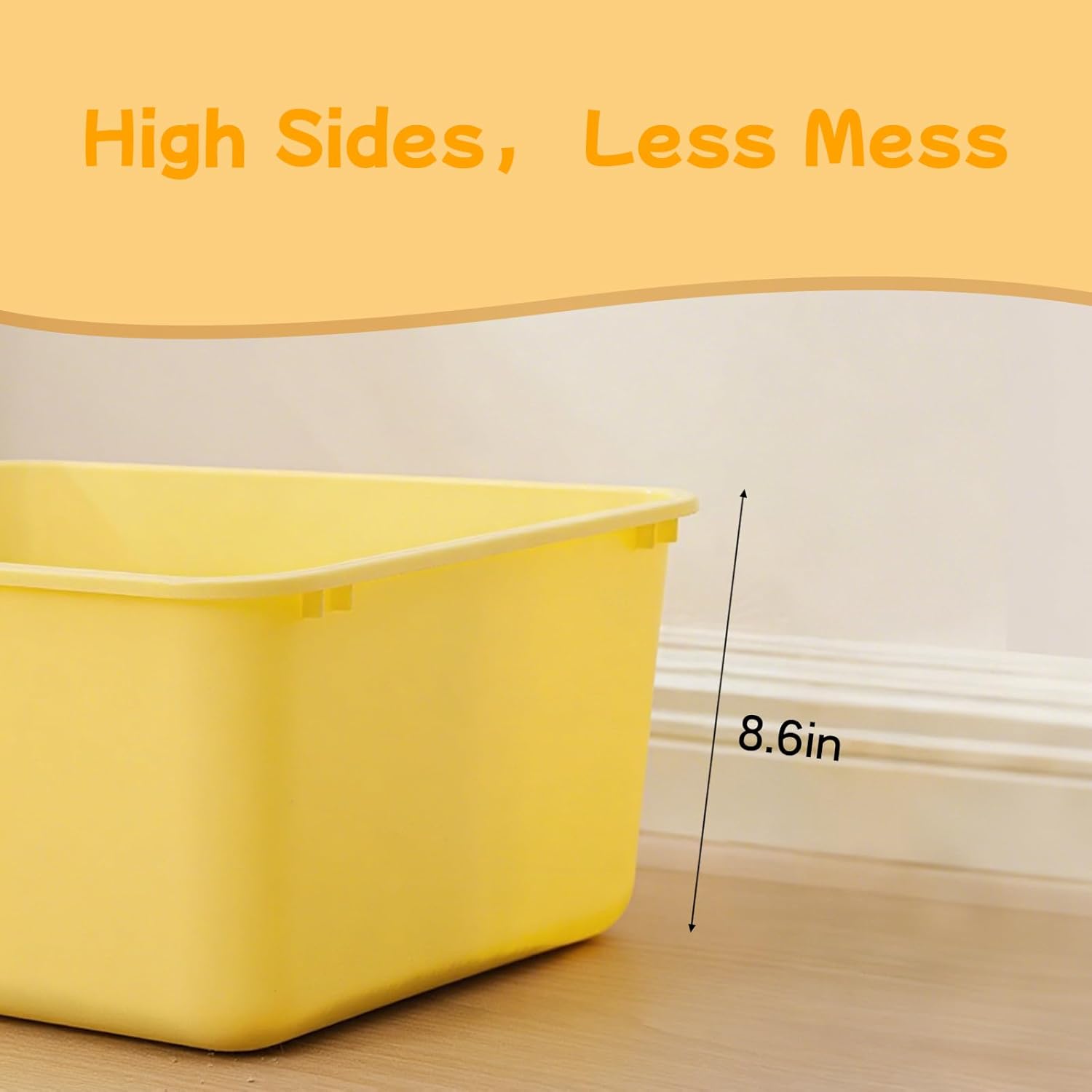 Large Cat Litter Box with High Sides,Cat Litter Pan with Low Entry,Cat Box for Indoor Kittens & Senior Cats,Anti-Splashing,Waterproof,Easy to Clean,Durable (Grey)