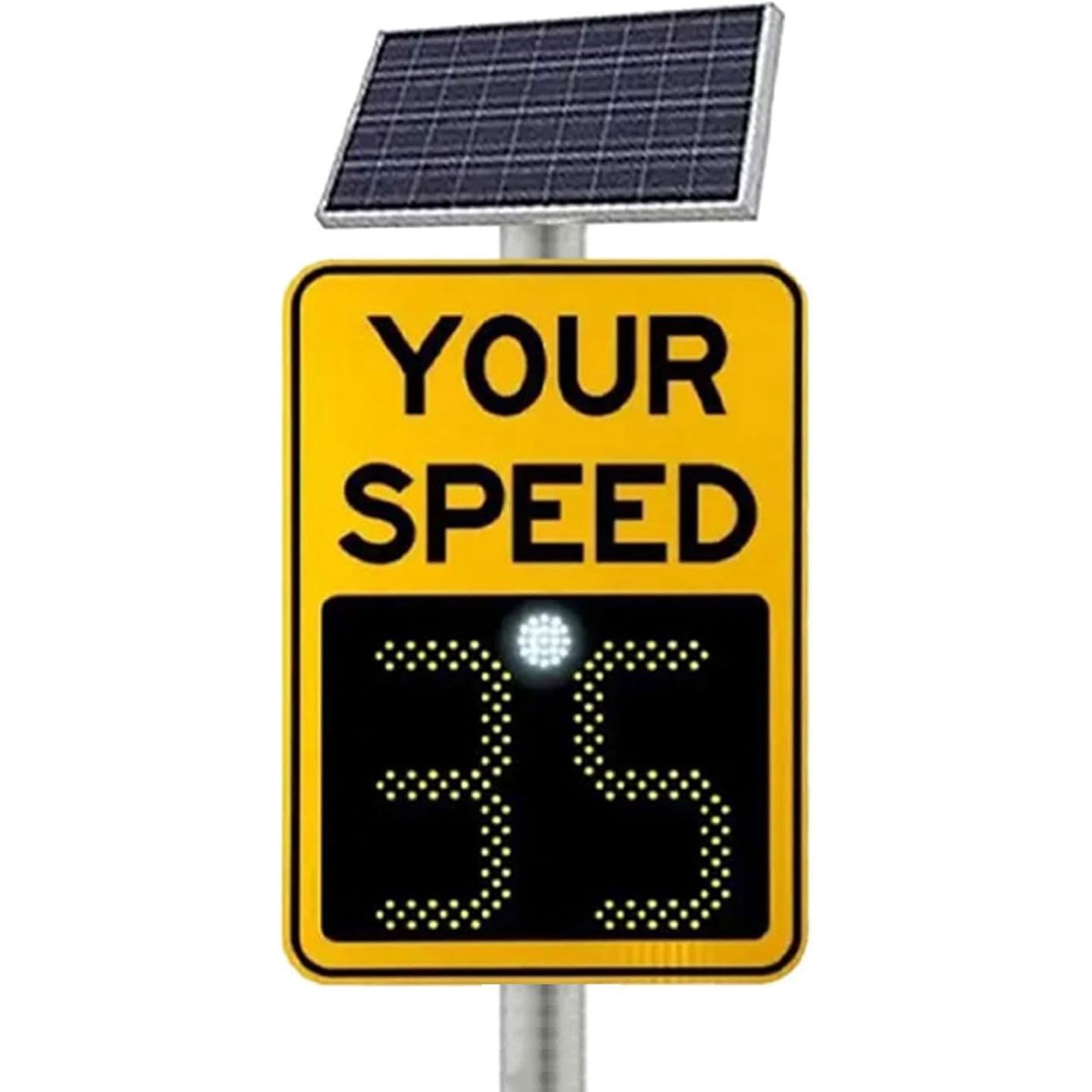 Señal De Límite De Velocidad con Radar Solar, 20" X 28", Señal De Retroalimentación De Radar, IP65 Resistente Al Agua, 500 M De Visibilidad, Velocímetro De Radar para Carreteras Y Calles