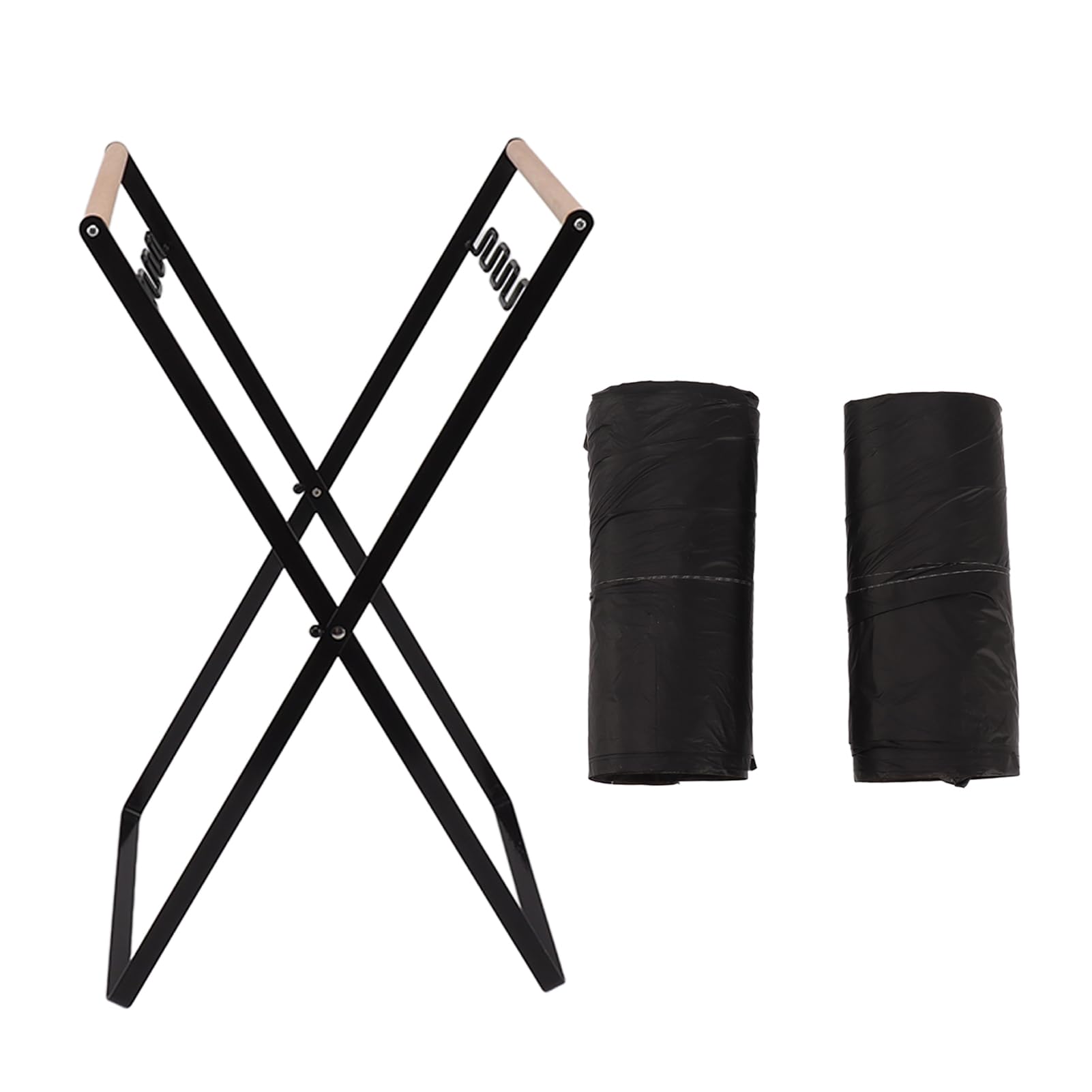 Support de Sacs Poubelles Portable, Cadre en Fil de Fer Pliable, Poubelle de Tri des Déchets avec 2 Sacs Poubelles pour Cuisine, Camping Intérieur et Extérieur(Noir)
