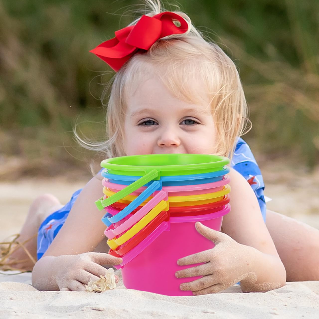 ifundom Strandeimer, 6 Stück, Sommer, Grabeimer, Spieleimer, Wassereimer, Spielzeug, Großkübel für kleine Sandkübel, Sand, zusammenklappbarer Eimer, Strand, Fledermaus, Bauchmuskeln