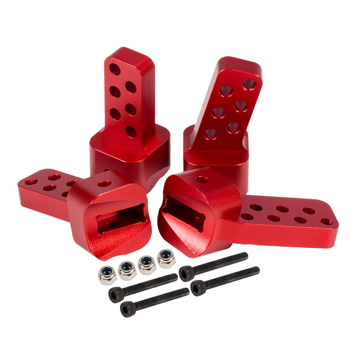 4Pcs SCX10 II Link Mounts, 1/10 RC AR44 Axle Link Riser Anti-Squat Mounts for Crawler Axial SCX10 II Chassis LCG Rigs DIY 90046 Upgrade(Red)