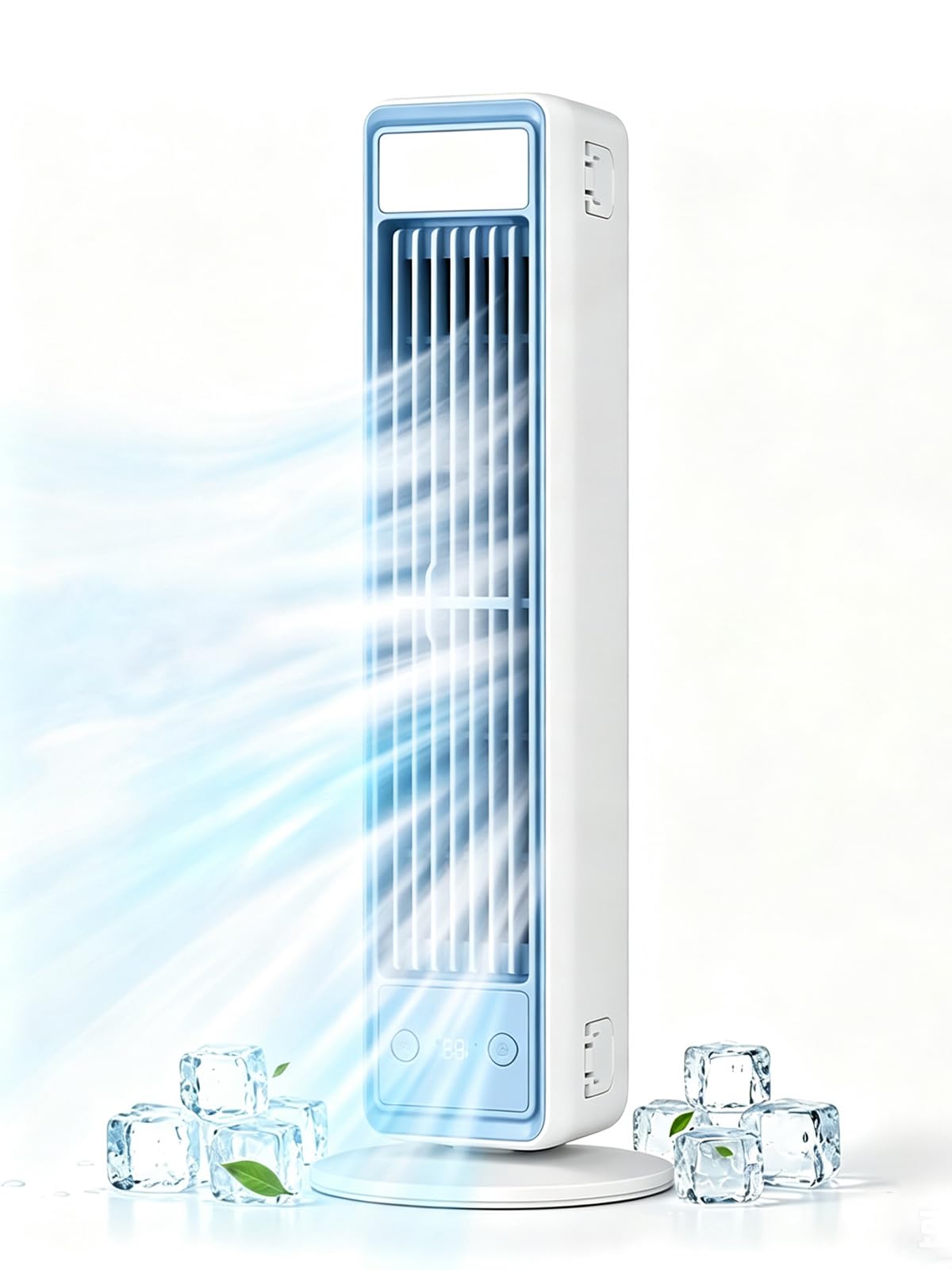 Ventilatore a Torre Silenzioso, Raffreddamento Potente 8 m/s, Telecomando Omni, Ventilatore Oscillante 48.8° con Display LED e 5 Velocità, 60% di Risparmio Energetico, per Casa e Camera
