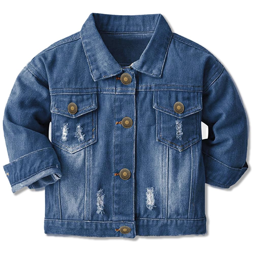 Cromoncent Toddler Jean Jacket for Girls and Boys Long Sleeve Denim Jacket