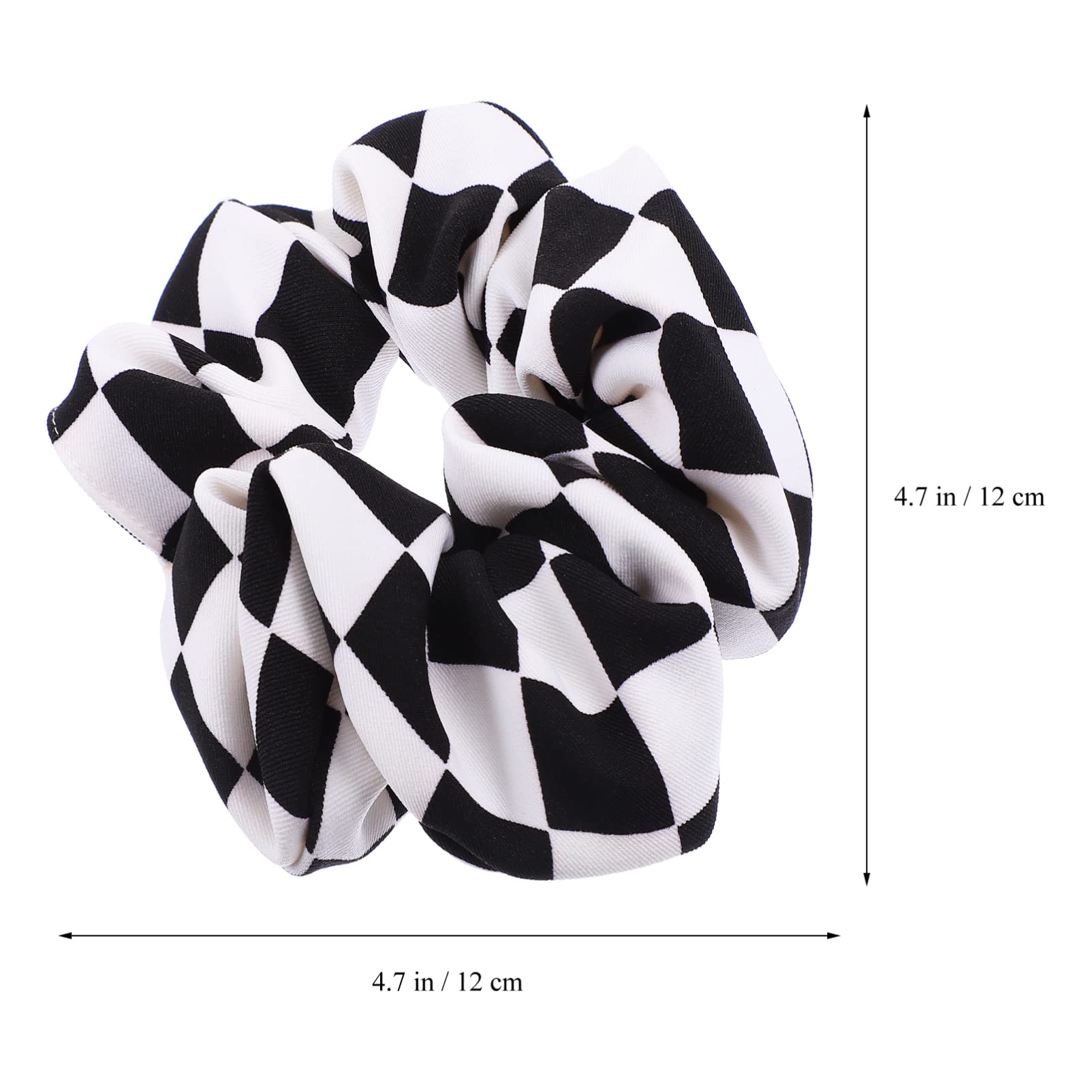 2 Pcs Black and White Checkered Scrunchies for Women Stylish Chiffon Hair Ties Elastic Hair Bands for Daily Use and Special Occasions - Image 4