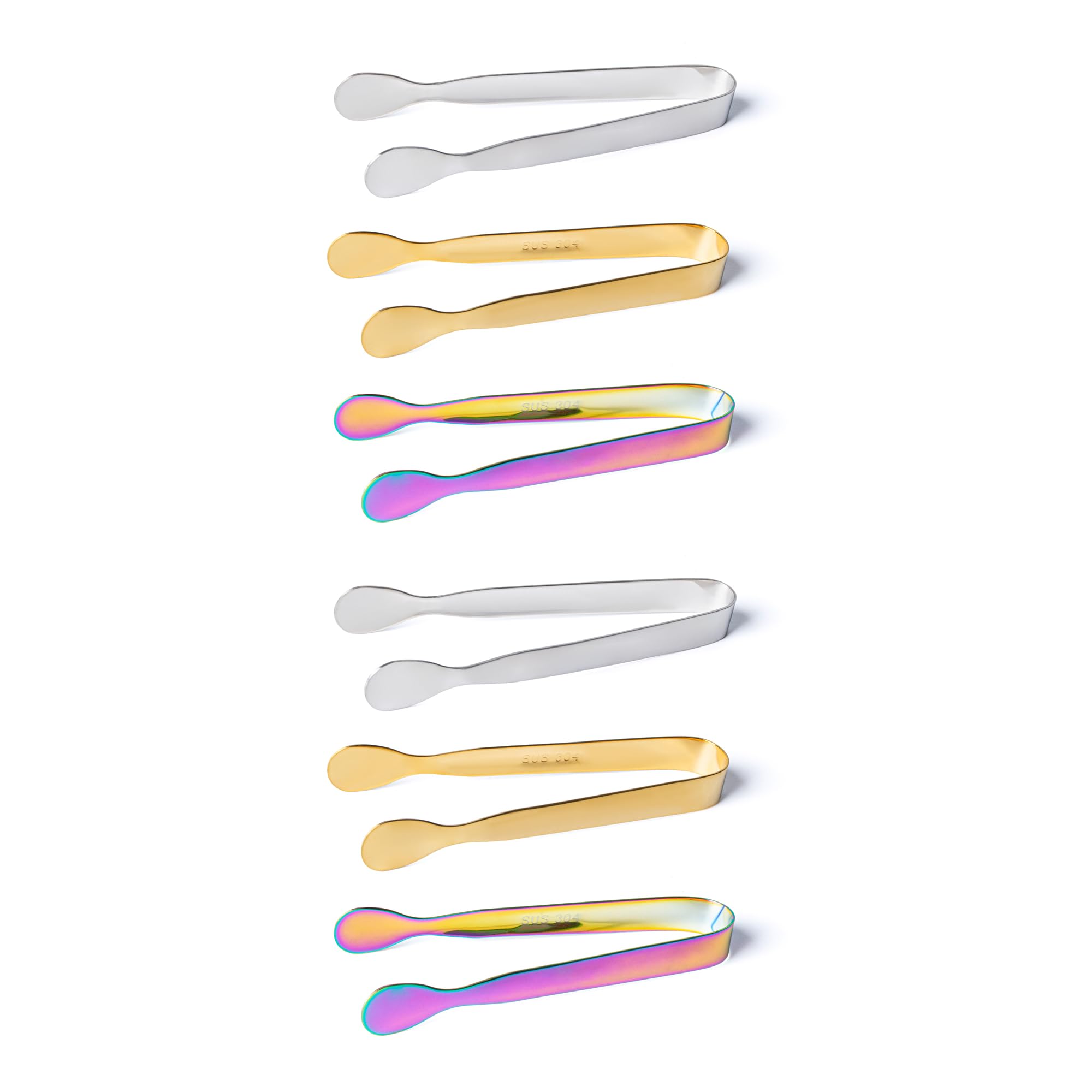 MEGAVOW 6 Pcs Mini Ice Tongs, Stainless Steel Small Sugar Sweet Tong for Pick Mix, for Kitchen Appetizers Serving Food Wedding Party Coffee Bar Family Restaurant Supplies