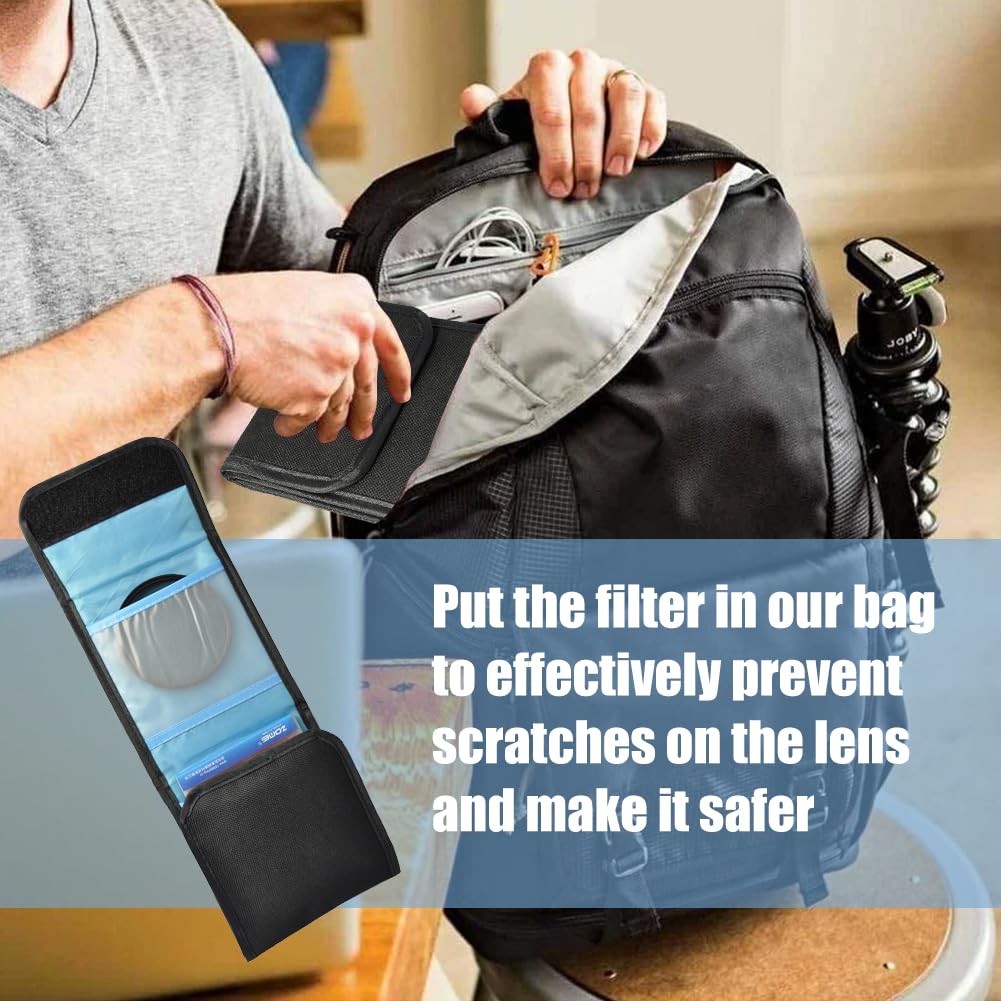 Kamera Filter Tasche, Custodia per Filtro per Obiettivo per Fotografia, Custodia per Filtri per Fotografia, Custodia per Filtri, per Filtri Rotondi o Quadrati per Camera Filters (3 Pocket)